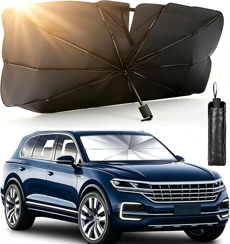 Car Windshield Sunshade Umbrella, Foldable Car Windshield Sun Shade Cover, 5 Layers UV Block Coating Protects from Sun Rays, Window Heat Insulation Protection for Car Windshield (55"x 31") in Kuwait
