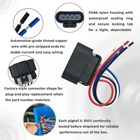 Fuel Pump Connector Pigtail 4-Way, OE 25385025 13517394, Compatible with Chevrolet GMC Silverado Sierra S10 Blazer Tahoe Yukon Suburban Express Savana Astro Camaro Firebird Cavalier Lesabre DeVille in Kuwait