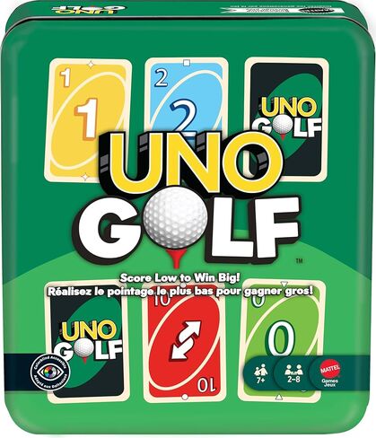 Mattel Games UNO Golf Card Game in Storage & Travel Tin for Kid & Family Nights, Parties & Vacations, 2 to 8 Players Ages 7+ Years (Amazon Exclusive) in Kuwait