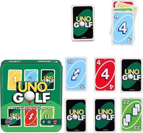 Mattel Games UNO Golf Card Game in Storage & Travel Tin for Kid & Family Nights, Parties & Vacations, 2 to 8 Players Ages 7+ Years (Amazon Exclusive) in Kuwait