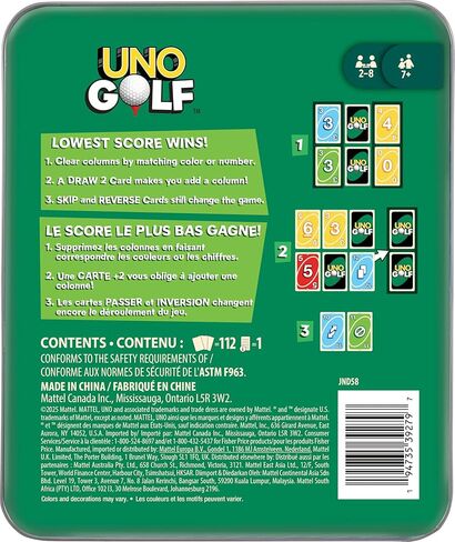 Mattel Games UNO Golf Card Game in Storage & Travel Tin for Kid & Family Nights, Parties & Vacations, 2 to 8 Players Ages 7+ Years (Amazon Exclusive) in Kuwait