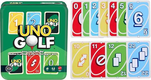 Mattel Games UNO Golf Card Game in Storage & Travel Tin for Kid & Family Nights, Parties & Vacations, 2 to 8 Players Ages 7+ Years (Amazon Exclusive) in Kuwait
