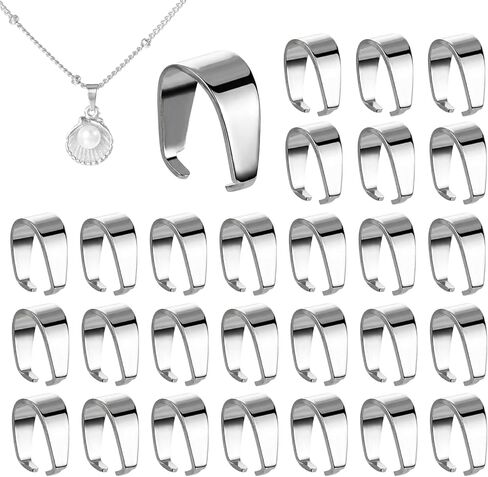 Necklace Pendant Clasp, 150 Pcs 304 Stainless Steel Snap on Bails Silver Pinch Bails Metal Pinch Clip Clasp for Jewelry Making Necklace Bracelet DIY Craft Earring Choker in Kuwait