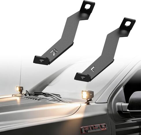 Hood Mount Light Brackets for 15-26 Ford F150, Front A-Pillar F150 Engine Hood Ditch Light Pods Mount for 15-26 Ford F-150 F150 (NOT for 24-26 Tremor & STX Model & Raptor Model) Only 2 PCS Brackets in Saudi Arabia