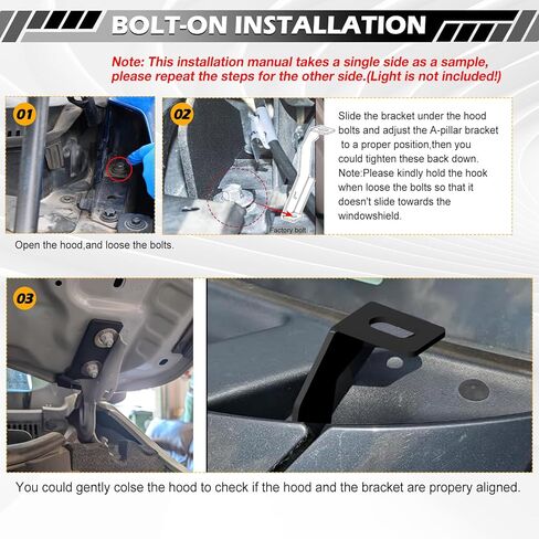 Hood Mount Light Brackets for 15-26 Ford F150, Front A-Pillar F150 Engine Hood Ditch Light Pods Mount for 15-26 Ford F-150 F150 (NOT for 24-26 Tremor & STX Model & Raptor Model) Only 2 PCS Brackets in Saudi Arabia