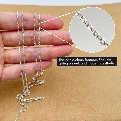 Gryrigns 10Feet 1.4mm 925 Sterling Silver Flat Cable Chain Link Bulk for DIY Craft Jewelry Making (9.14 Grams) in Saudi Arabia