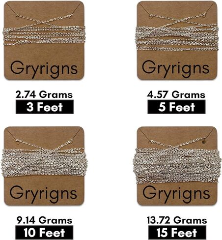 Gryrigns 10Feet 1.4mm 925 Sterling Silver Flat Cable Chain Link Bulk for DIY Craft Jewelry Making (9.14 Grams) in Saudi Arabia