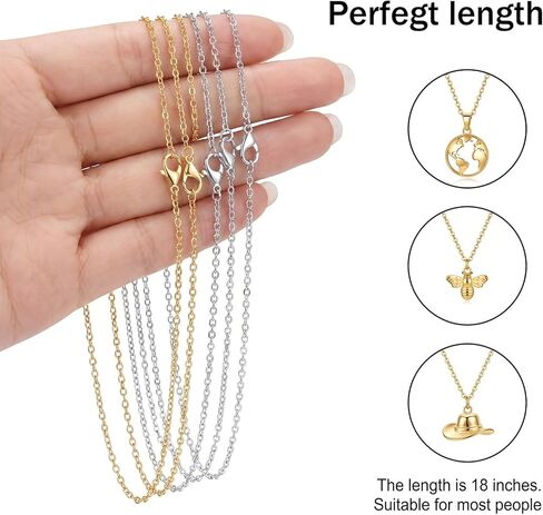 Necklace Chains - 40Pcs Gold and Silver Bulk Necklace Chains Cable Link for Necklaces Jewelry Making in Kuwait
