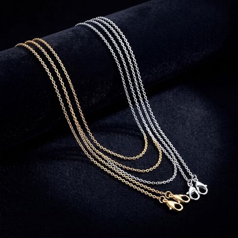 Necklace Chains - 40Pcs Gold and Silver Bulk Necklace Chains Cable Link for Necklaces Jewelry Making in Kuwait