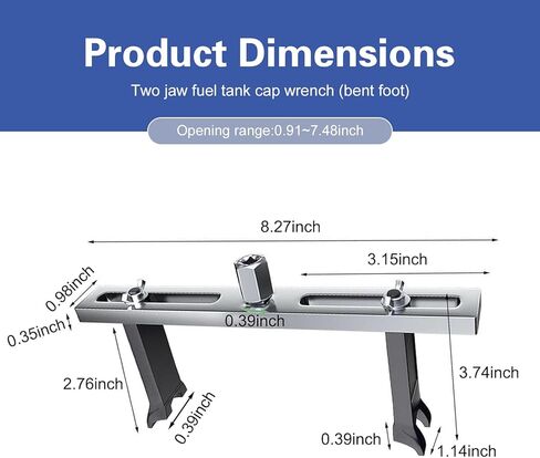 Car Fuel Pump Removal Tool, Adjustable Two Jaws Fuel Pump Lock Ring Repair Tool, Alloy Rustproof Tank Cover Removal Wrench with 3/8" to 1/2" Drive, Universal Maintenance Accessories (Black) in Saudi Arabia