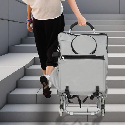 Art Cart, Rolling Craft Bag Portable Folding Rolling Art Cart with Wheels and Seat, Art Supplies Storage Carts with Storage Bag for Leisure Travel Outdoor Painting Entertainment (Silver) in Saudi Arabia