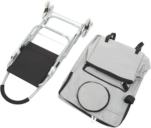 Art Cart, Rolling Craft Bag Portable Folding Rolling Art Cart with Wheels and Seat, Art Supplies Storage Carts with Storage Bag for Leisure Travel Outdoor Painting Entertainment (Silver) in Saudi Arabia