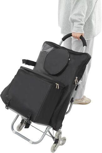 Art Cart, Rolling Craft Bag Portable Folding Rolling Art Cart with Wheels and Seat, Art Supplies Storage Carts with Storage Bag for Leisure Travel Outdoor Painting Entertainment (Silver) in Saudi Arabia