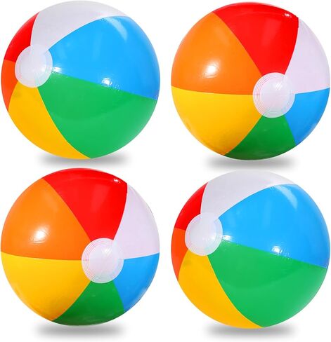 Beach Balls, 16 Inch Inflatable Beach Balls Bulk, 4 Pack Rainbow Color Pool Toys for Swimming, Pool Floats Beach Toys Ball for Summer Beach Water Games Luau Birthday Decorations Party Favors Supplies in Saudi Arabia