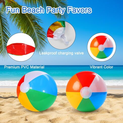 Beach Balls, 16 Inch Inflatable Beach Balls Bulk, 4 Pack Rainbow Color Pool Toys for Swimming, Pool Floats Beach Toys Ball for Summer Beach Water Games Luau Birthday Decorations Party Favors Supplies in Saudi Arabia