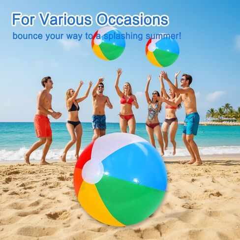 Beach Balls, 16 Inch Inflatable Beach Balls Bulk, 4 Pack Rainbow Color Pool Toys for Swimming, Pool Floats Beach Toys Ball for Summer Beach Water Games Luau Birthday Decorations Party Favors Supplies in Saudi Arabia