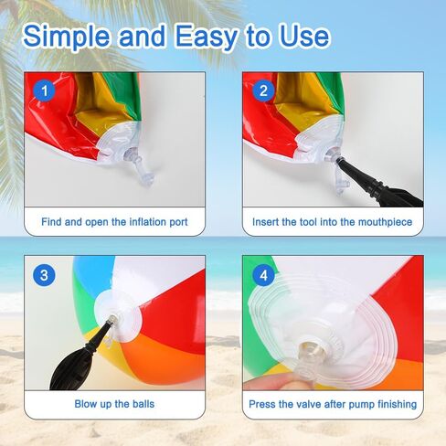 Beach Balls, 16 Inch Inflatable Beach Balls Bulk, 4 Pack Rainbow Color Pool Toys for Swimming, Pool Floats Beach Toys Ball for Summer Beach Water Games Luau Birthday Decorations Party Favors Supplies in Saudi Arabia