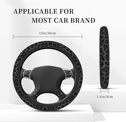 Black Leopard Print Steering Wheel Cover for Women Black Cheetah Print Steering Wheel Cover Animal Anti-Slip Universal Breathable 14-15-in 2 Car Cup Coasters for Women Men in Kuwait