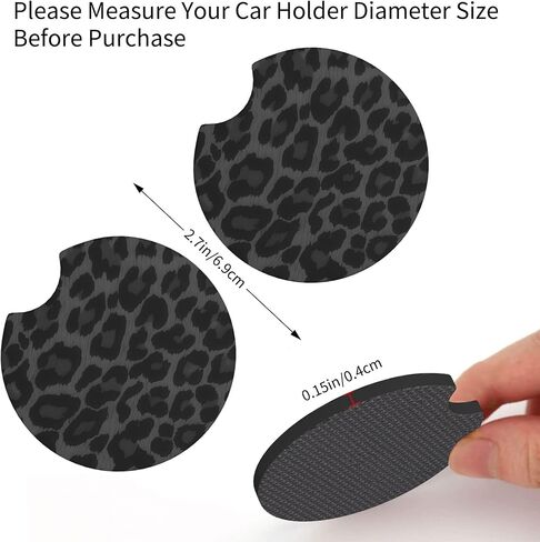 Black Leopard Print Steering Wheel Cover for Women Black Cheetah Print Steering Wheel Cover Animal Anti-Slip Universal Breathable 14-15-in 2 Car Cup Coasters for Women Men in Kuwait