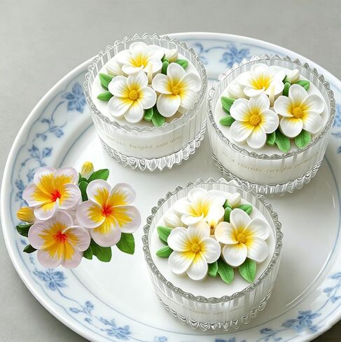 Plumeria Flower Silicone Molds,3D Plumeria Candle Mold for Resin Candle Making Fondant Chocolate Cake Decorating Mold Candle Soap Wax Epoxy Resin Clay Casting Craft Mould-4PCS in Saudi Arabia