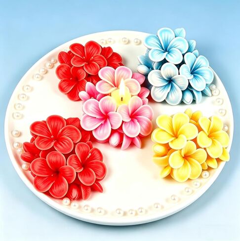 Plumeria Flower Silicone Molds,3D Plumeria Candle Mold for Resin Candle Making Fondant Chocolate Cake Decorating Mold Candle Soap Wax Epoxy Resin Clay Casting Craft Mould-4PCS in Saudi Arabia