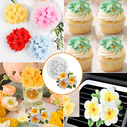 Plumeria Flower Silicone Molds,3D Plumeria Candle Mold for Resin Candle Making Fondant Chocolate Cake Decorating Mold Candle Soap Wax Epoxy Resin Clay Casting Craft Mould-4PCS in Saudi Arabia