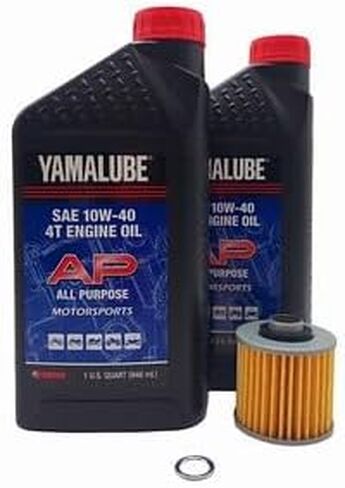 مجموعة تغيير فلتر الزيت Yamaha Raptor 700/700R (2006-2026) من Yamaha الجزء # 4X7-13440-09-00 و2 كوارت لجميع الأغراض LUB-10W40-AP-12 in Kuwait