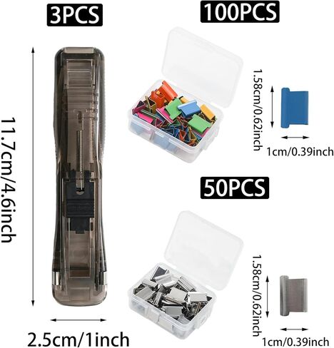 3 Pcs Portable Binder Paper Clam Clip Dispenser with 300 Pcs Metal Refill Clips 40 Sheet Capacity Mini Push Stapler Dispenser Papers Clamps for Home Document Office in Saudi Arabia
