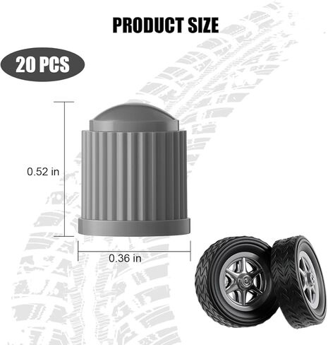 Car Tire Valve Stem Caps, 20PCS Dustproof Vehicle Tire Valve Dust Cover with O Rubber Seal, Corrosion Resistant Automotive Tyre Protecter Decor, Universal for SUV Motorcycle Bicycle (Gray) in Kuwait