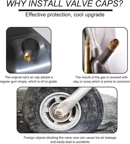 Car Tire Valve Stem Caps, 20PCS Dustproof Vehicle Tire Valve Dust Cover with O Rubber Seal, Corrosion Resistant Automotive Tyre Protecter Decor, Universal for SUV Motorcycle Bicycle (Gray) in Kuwait