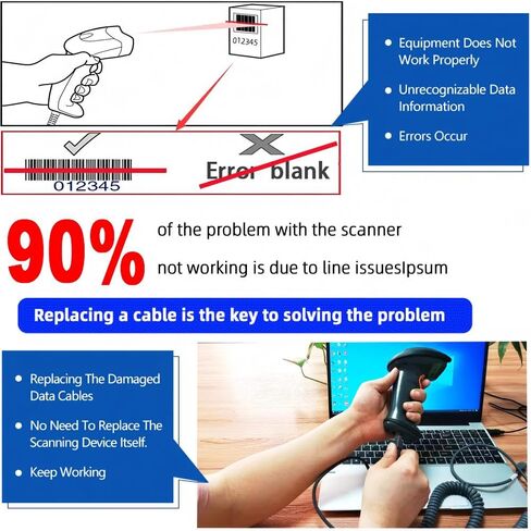 Barcode Scanner USB Cable, USB to RJ45 Cable for Datalogic GD/GM/QD/QM Series QD2430 QW2100 GPS4490 GD4430 HD3130 GM4100 QBT2131 QM2430 GBT4430 QBT2430 (2M/7FT) in Saudi Arabia