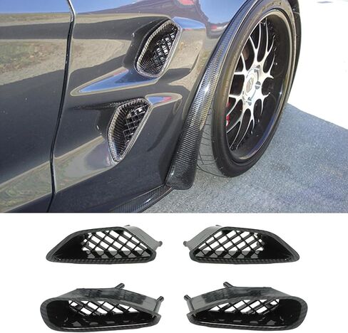 4 قطعة منفذ فتحة تهوية أمامية لـ Corvette C6 ZR1 2005-2013 إطار شواء مجاري الهواء (أسود لامع) in Kuwait