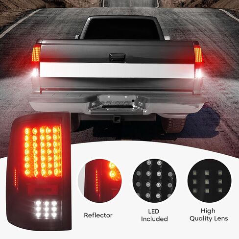 مصابيح خلفية LED مناسبة لسيارة Dodge RAM 1500 2500 3500 2013-2018 [متوافقة فقط مع إصدار LED الأصلي]، مجموعة المصابيح الخلفية لمصباح الفرامل الخلفية، عدسة مدخنة سوداء in Kuwait