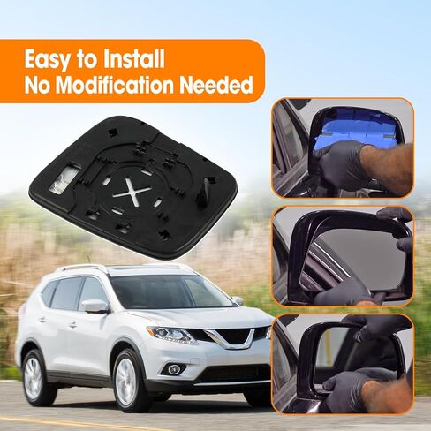 Right Passenger Side Heated Mirror Glass Fit for Nissan Rogue 2008 2009 2010 2011 2012 2013 2014 2015 Nissan Rogue Select 2014 2015, Right Side Exterior Rear View Mirror with Backing Plate in Saudi Arabia