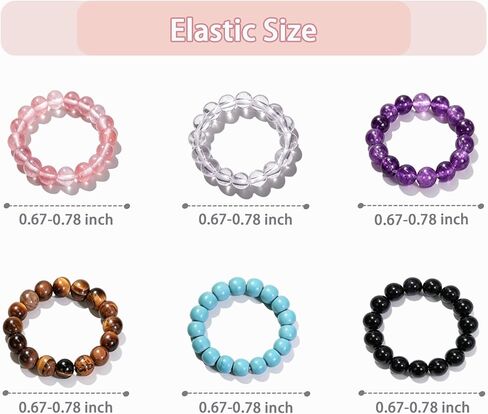6 Pcs Fidget Anxiety Rings for Women Stretch Healing Crystal Beaded Rings for Anxiety Stress Relief Stone Thumb Pinky Spinner Ring, Fidget Jewelry Gift(Amethyst/Quartz/Turquoise) in Saudi Arabia