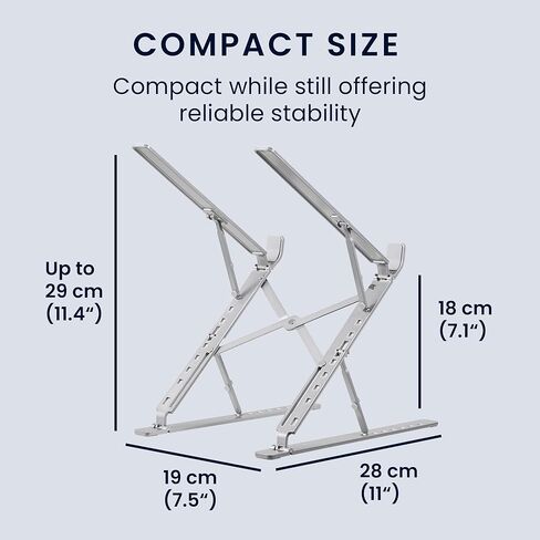 kwmobile Laptop Stand - Adjustable Laptop Riser, Holder - Aluminium Portable DJ, Gaming Stand - Foldable Lap Top, Notebook Desk Stands - Folding Computer Accessories in Saudi Arabia