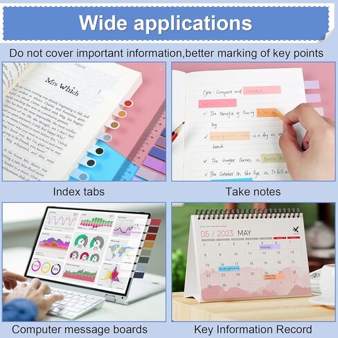 Joyberg 660P Sticky Tabs, 12 Colors Writable and Repositionable Index Tabs, Divider Tabs for Notebooks, Books, Binders and File Folders in Saudi Arabia