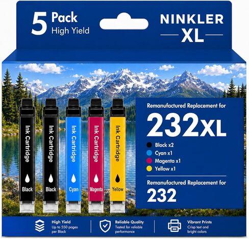 معاد تصنيعها من أجل Epson 232XL Ink Cartridges Combo Pack لـ 232 XL لطابعة Epson XP-4200 XP-4205 Workforce WF-2930 WF-2950 2 أسود 1 سماوي 1 أرجواني 1 أصفر in Kuwait