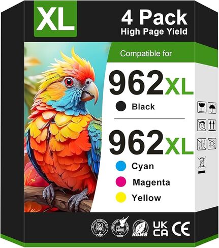 962XL Ink Cartridges Combo Pack Replacement for HP 962 Ink Cartridges HP962XL/962 (4 Pack) Work for HP Officejet Pro 9012e 9015e 9018e 9025e 9010 9012 9015 9018 9020 9025 Printer Ink in Saudi Arabia