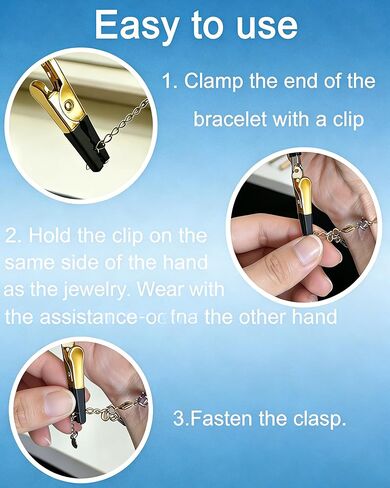 Bracelet Helper Tool Hook 2Pcs Non-Slip Rubber Tips Fastener Helper for Jewelry Wearing Bracelets, Watches, Necklaces Easy to Put on Yourself – Gold in Saudi Arabia
