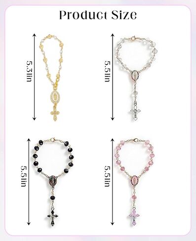 4PCS Car Rosary Charm for Rearview Mirror & Steering Wheel - Catholic Religious Gifts for Men & Women, Auto Accessories with Cross in Saudi Arabia