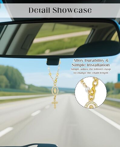 4PCS Car Rosary Charm for Rearview Mirror & Steering Wheel - Catholic Religious Gifts for Men & Women, Auto Accessories with Cross in Saudi Arabia