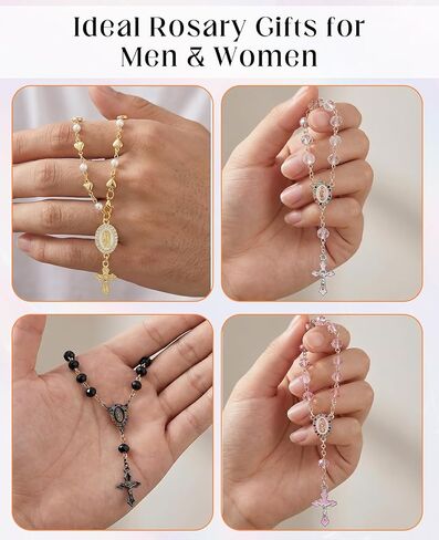 4PCS Car Rosary Charm for Rearview Mirror & Steering Wheel - Catholic Religious Gifts for Men & Women, Auto Accessories with Cross in Saudi Arabia