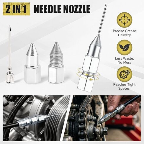 KOOPOOL Mini Grease Gun Kit, 4500 PSI Grease Gun with Upgraded Double-Handle 6-Jaw Lock and Seal Coupler, Includes 3oz Grease Cartridge, Precision Needle Nozzle & 12" Flex Hose in Saudi Arabia