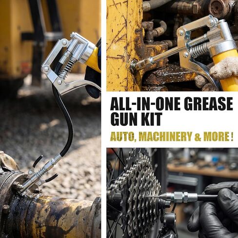 KOOPOOL Mini Grease Gun Kit, 4500 PSI Grease Gun with Upgraded Double-Handle 6-Jaw Lock and Seal Coupler, Includes 3oz Grease Cartridge, Precision Needle Nozzle & 12" Flex Hose in Saudi Arabia