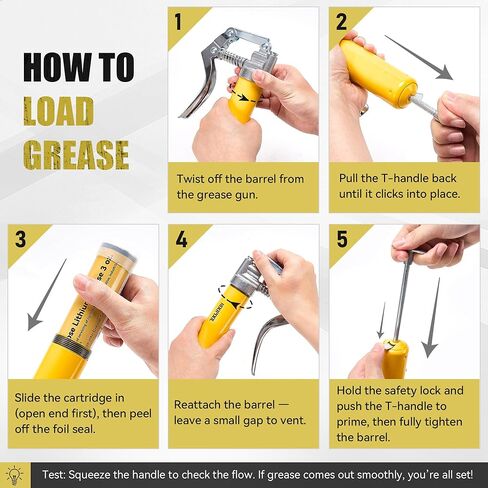 KOOPOOL Mini Grease Gun Kit, 4500 PSI Grease Gun with Upgraded Double-Handle 6-Jaw Lock and Seal Coupler, Includes 3oz Grease Cartridge, Precision Needle Nozzle & 12" Flex Hose in Saudi Arabia