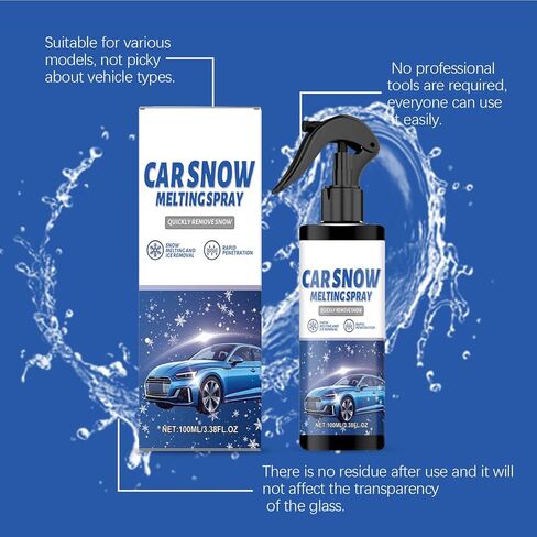 Car Window Deicer Spray | 100ml Automotive Deicing Agent,Automotive Window Deicer | for Trucks RVs SUVs Sedans Drivers Travelers Cold Weather Daily Commute Road Trips Long Distance Drive in Kuwait