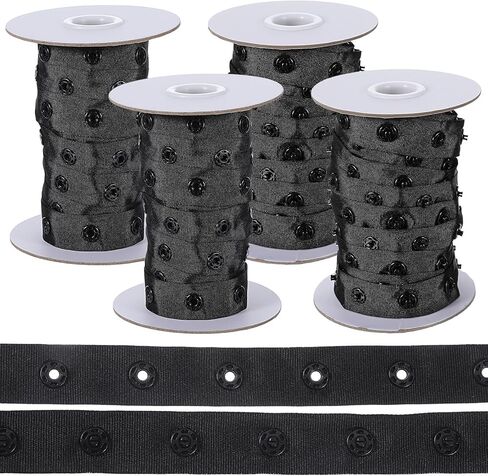 4 Rolls Black Snap Tapes for Sewing, Total 40 Yards Polyester Snap Button Tape Fastener Tape Snaps Ribbon Fasteners for DIY Craft Clothing Fabric Sewing Accessories in Saudi Arabia