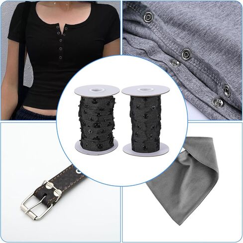 4 Rolls Black Snap Tapes for Sewing, Total 40 Yards Polyester Snap Button Tape Fastener Tape Snaps Ribbon Fasteners for DIY Craft Clothing Fabric Sewing Accessories in Saudi Arabia