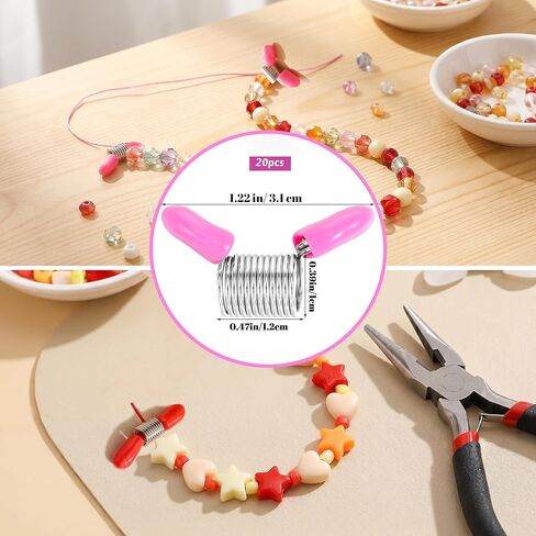 20 PCS Bead Stoppers for Jewelry Making, Bead Clamps with Soft Handles, Bead Stop Clips to Prevent Beads from Falling, Beading Supplies for DIY Bracelets Necklaces (Big 10 Red & 10 Pink) in Saudi Arabia